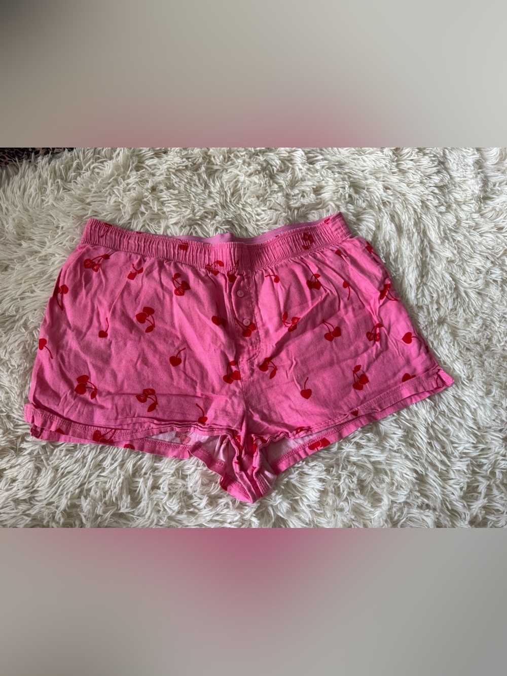 PINK Victoria’s Secret Cherry Print Boxer Sleep Shorts